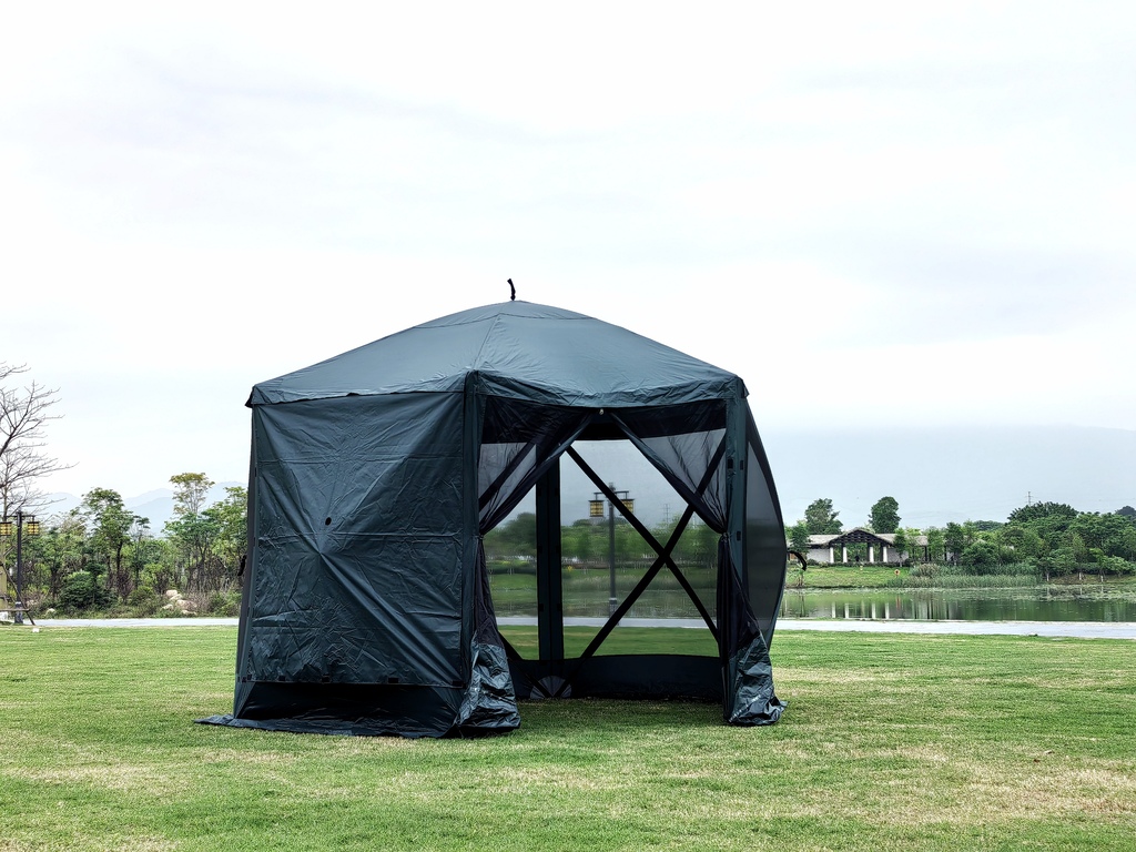 One Bedroom Ultralight Dome Tent Easy Set-Up Aluminum Pole Ventilation Fabric for Glamping Sunshade