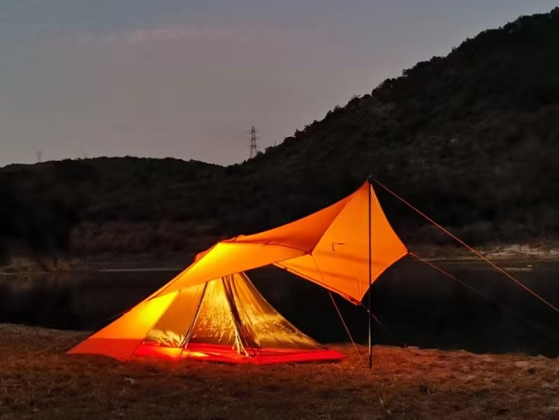 2-Person Four-Season Ultralight Waterproof Trekking Pole Double Layer Pyramid Camping Tent 