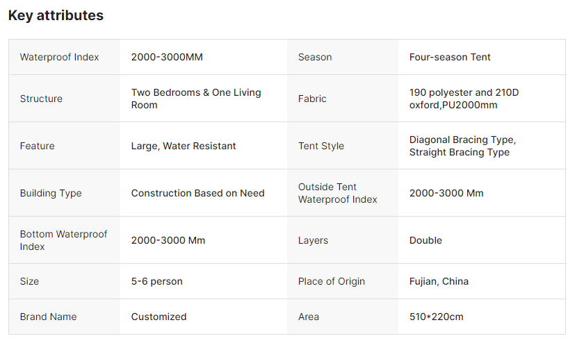 Luxury Double Decker Tent for 4-6 People Two Bedroom Family Camping Tent