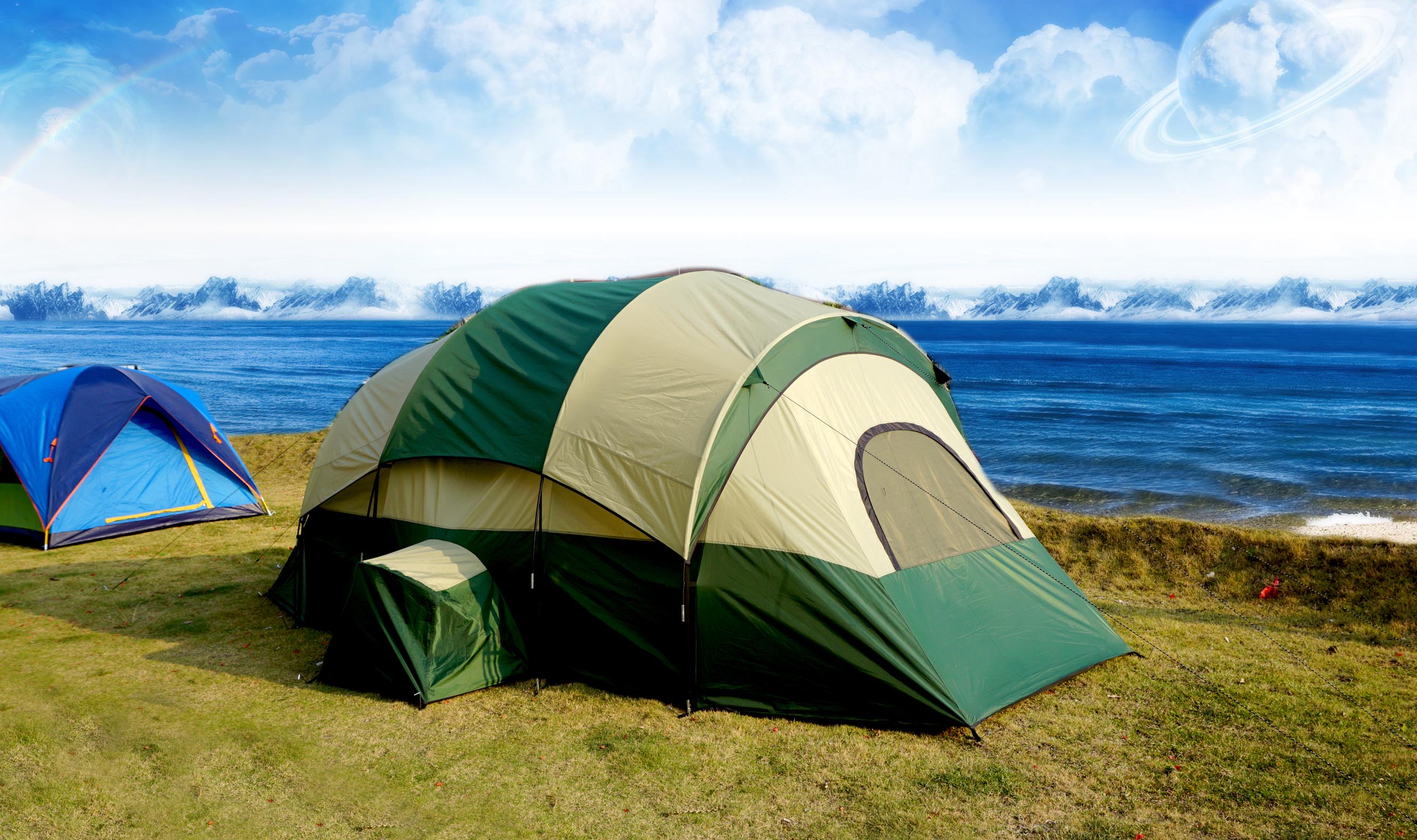 Luxury Double Decker Tent for 4-6 People Two Bedroom Family Camping Tent