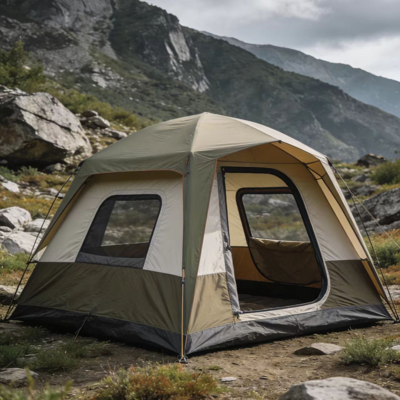 Waterproof Double Layer 3-4 Person Lightweight Traveling Hiking Tent for Outdoor Camping