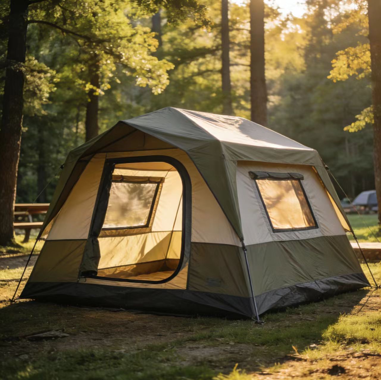 Waterproof Double Layer 3-4 Person Lightweight Traveling Hiking Tent for Outdoor Camping