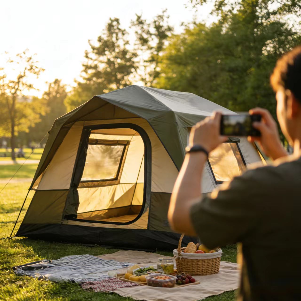 Waterproof Double Layer 3-4 Person Lightweight Traveling Hiking Tent for Outdoor Camping