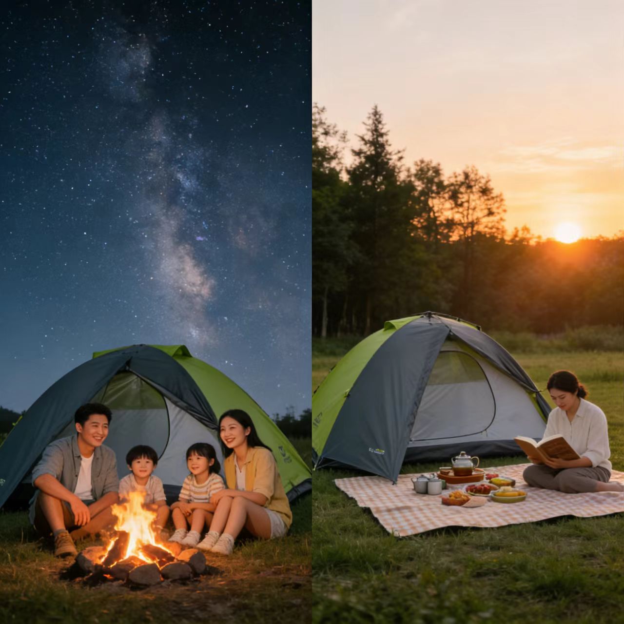 3-4 Person Family Camping 4Season Backpack Tent Double Layers Waterproof