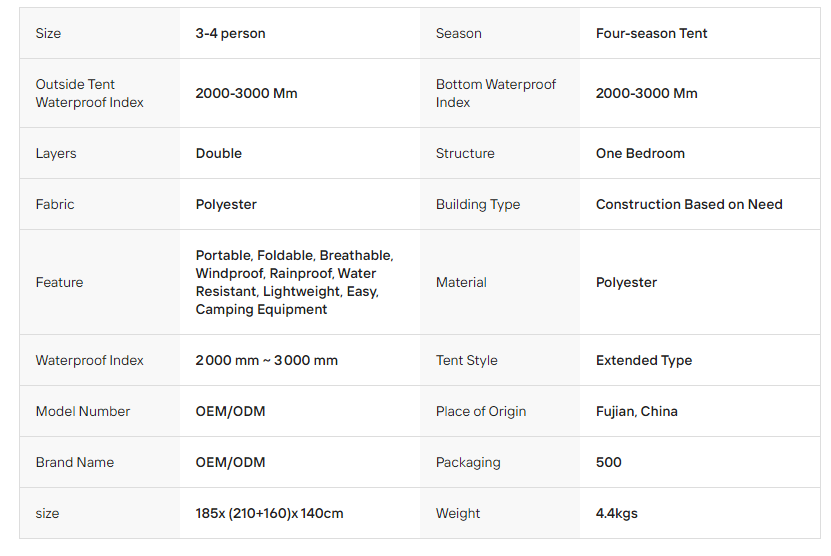 Backpack Road Travelling Hiking Camping Tent 3-4 Person Family Camping