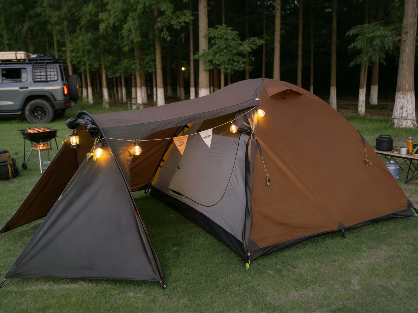 Lightweight Four-Season Dome Tent for 3-4 Person Camping Bike Traveling