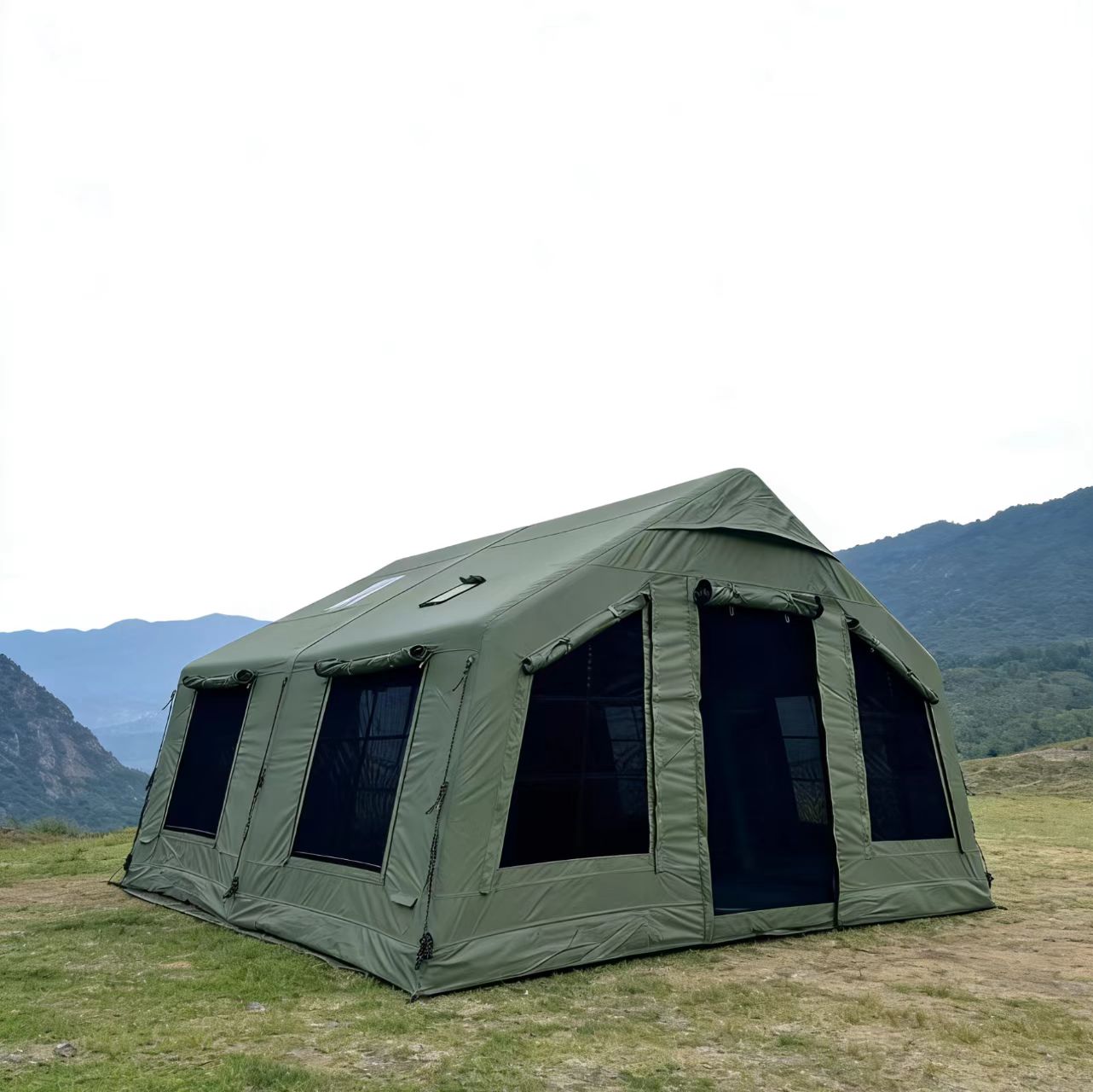 Inflatable 12FT Four-season Cotton Mesh PVC Roof Tent Cabin with Two Bedrooms & Living Room 