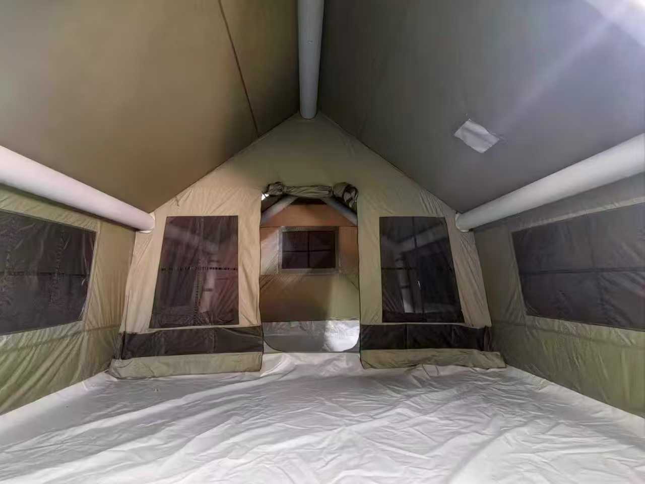 Inflatable 12FT Four-season Cotton Mesh PVC Roof Tent Cabin with Two Bedrooms & Living Room 