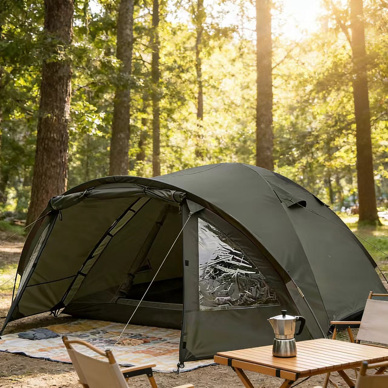 Hiking Backpack Lightweight Four-Season One Bedroom Dome Tent for 2-3 Person Waterproof