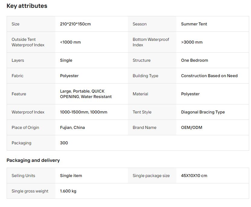 Wholesale Summer Outdoor Camping Dome Tent Single Layer Lightweight Tent