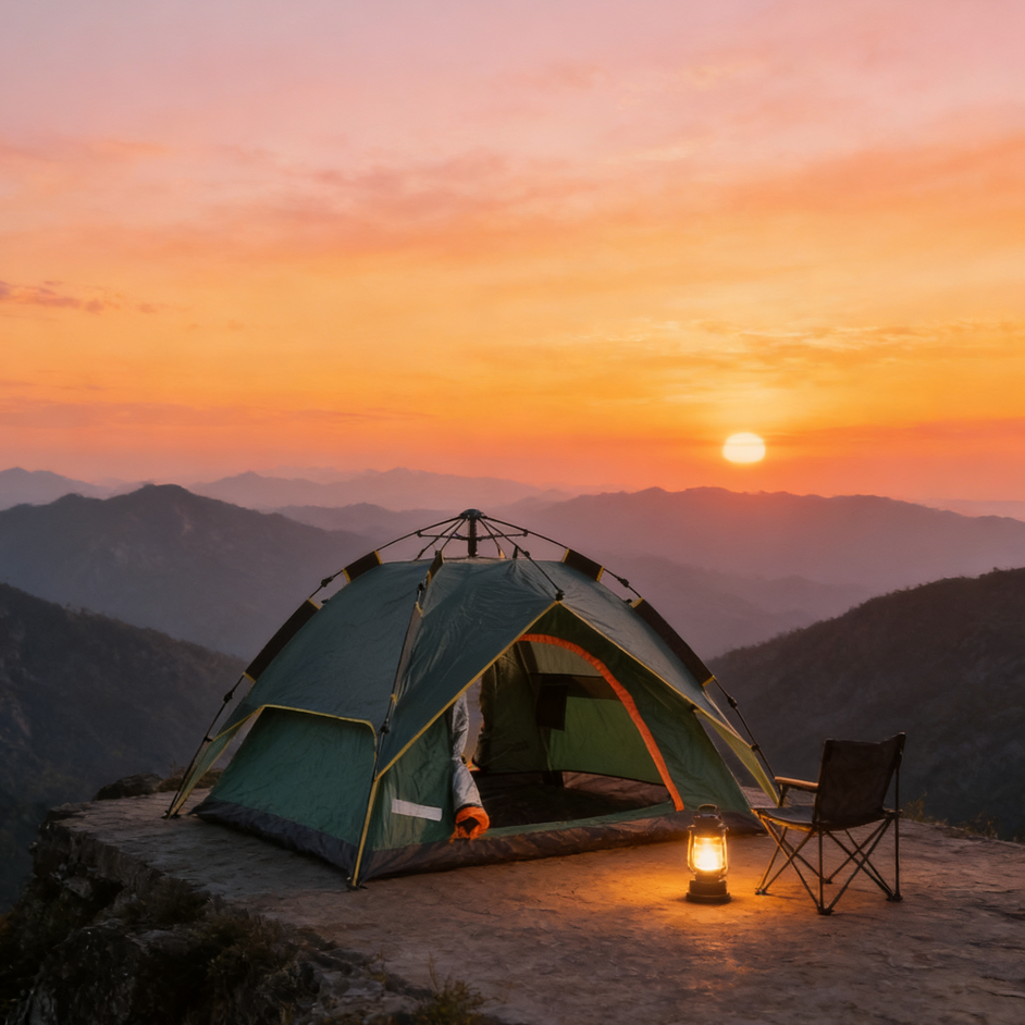 One-Bedroom Automatic Open Double Layer Family Camping Tent