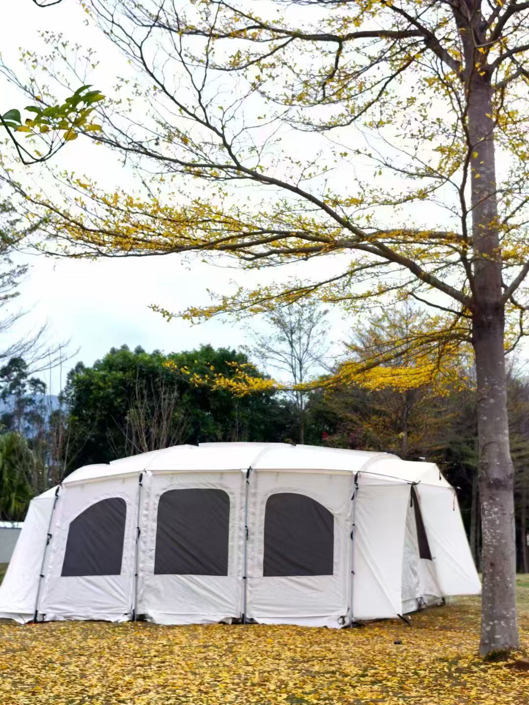 Luxury Glamping Four-Season Family Camping Tent 6-8 Person Three Bedrooms Living Room Double Layer 