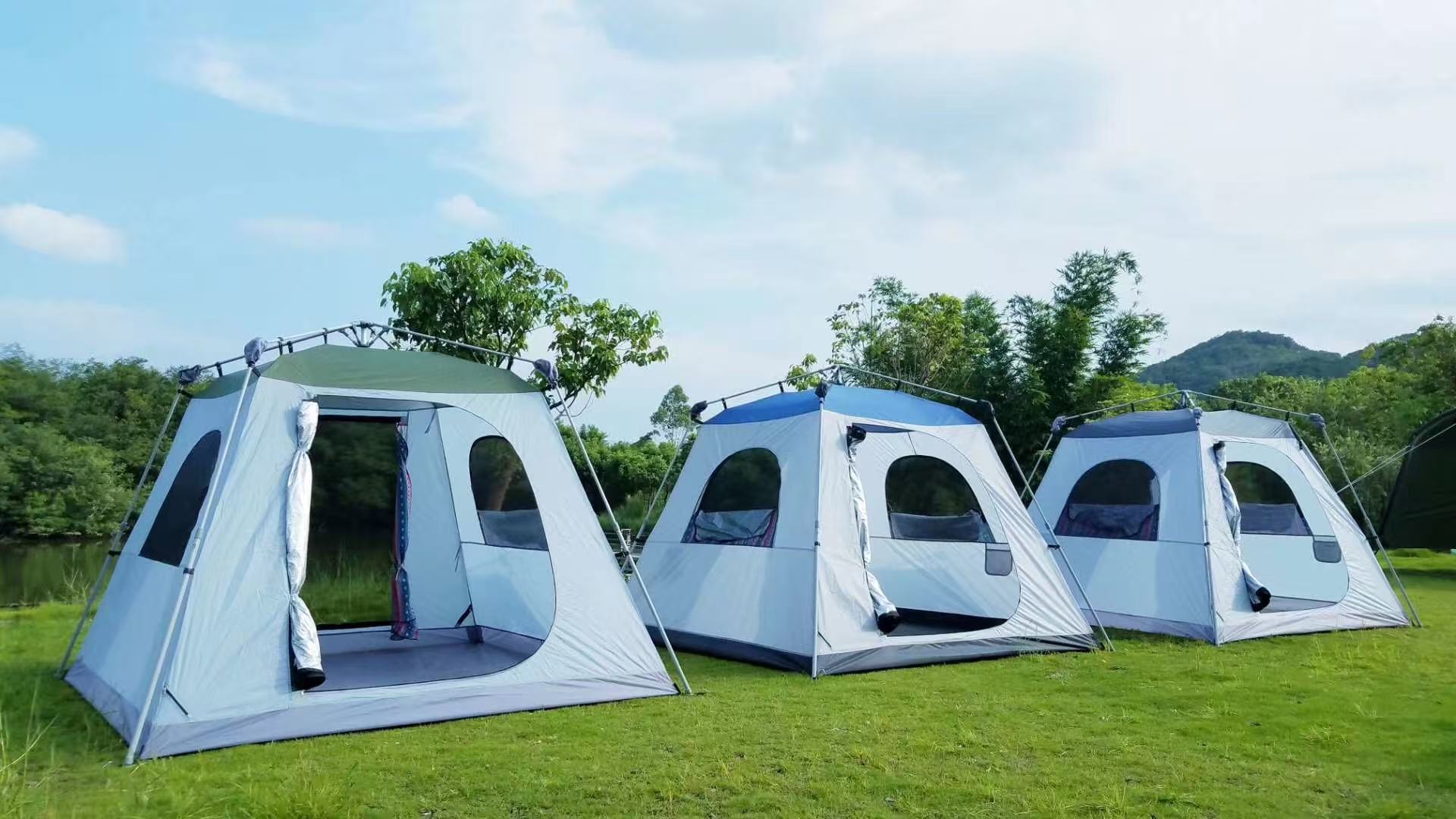 Auto Frame Easy Set up 4 Season Extended Type Strong Double Layer Family Camping 4-5 Person Tent 