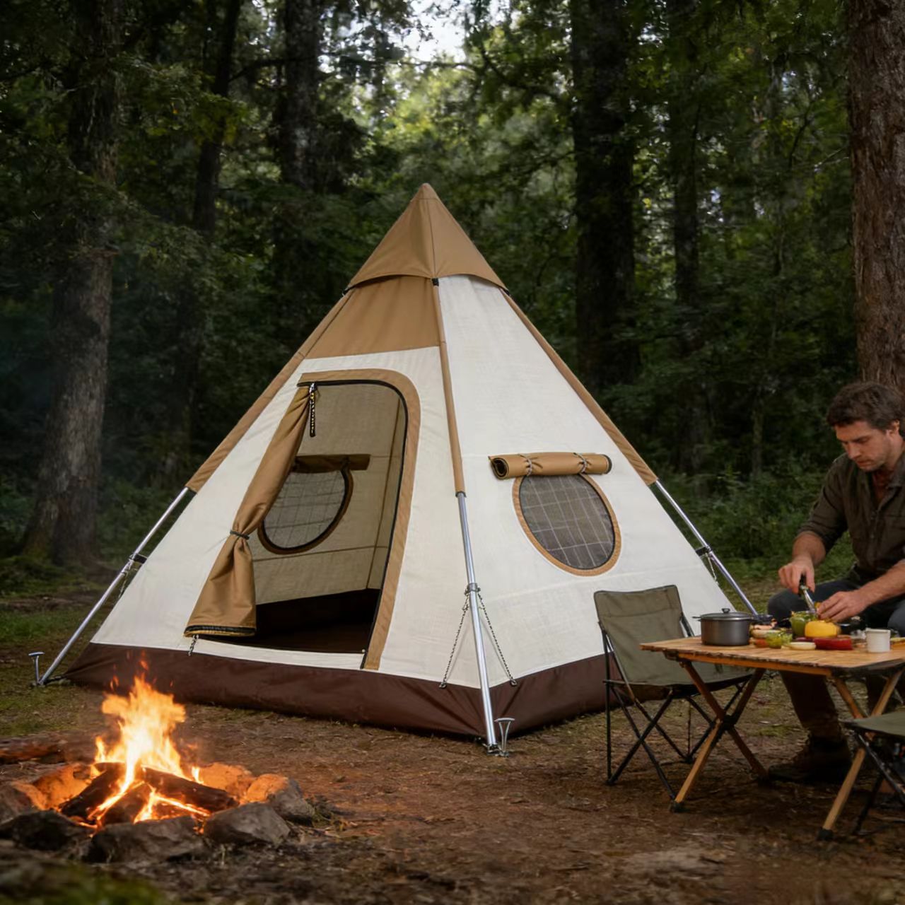 Pyramidal Custom Camping Tent 2000mm Waterproof Windproof 