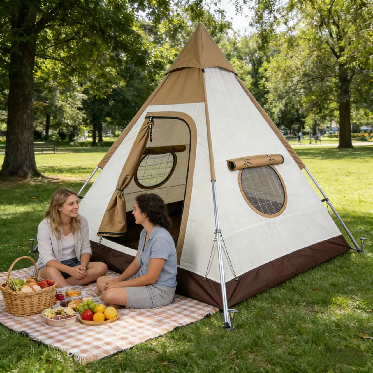Pyramidal Custom Camping Tent 2000mm Waterproof Windproof 