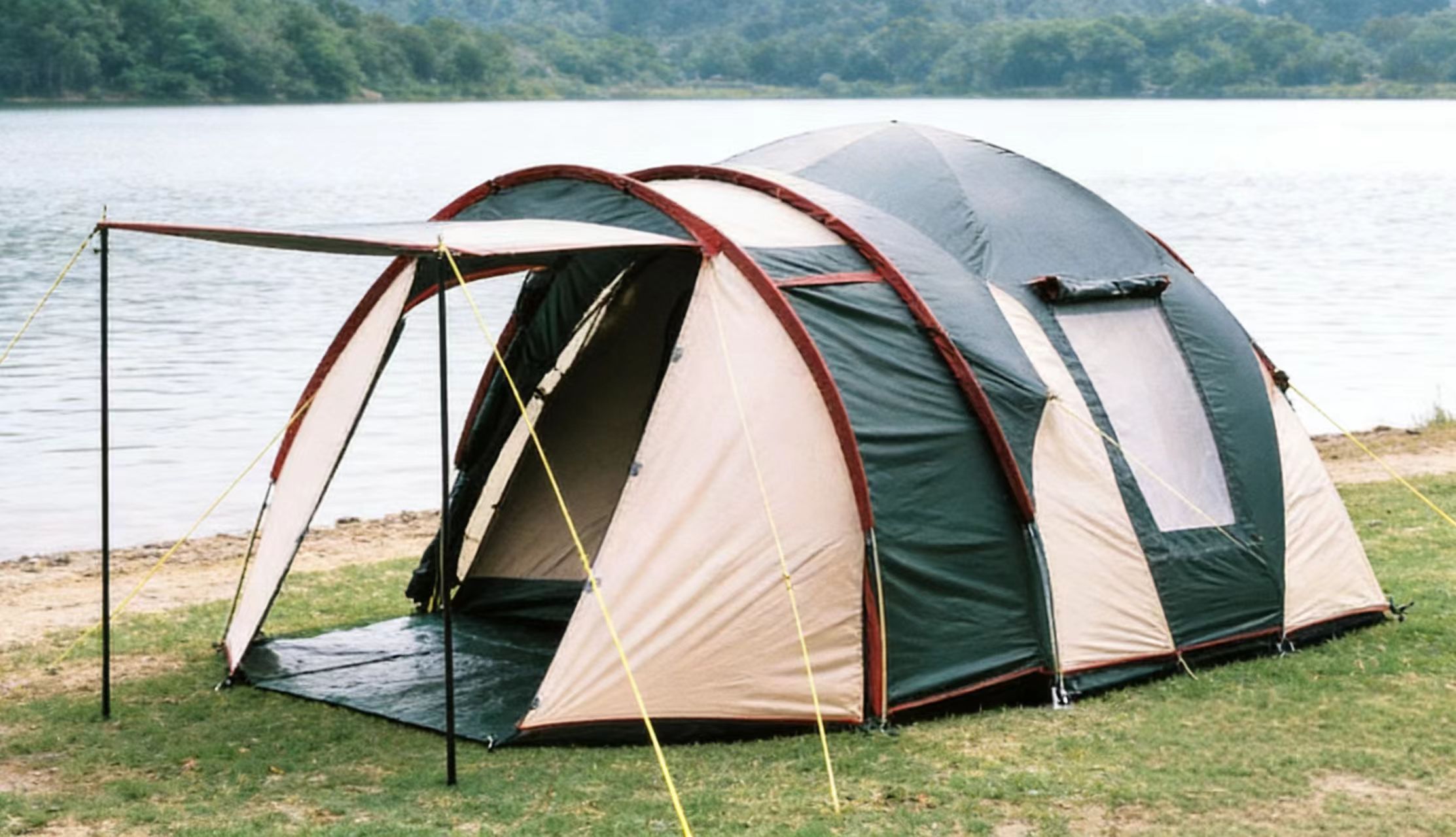 Durable 4 Person Family Outdoor Camping Tent Extra Length with Living Room Silver-Coated