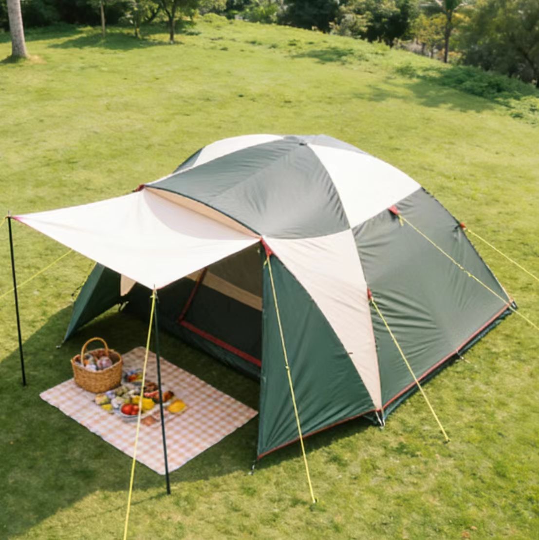 Custom Dome Tent Durable 2-3 Person Outdoor Camping Tent Silver Coated Sun Protect Rainproof Waterproof