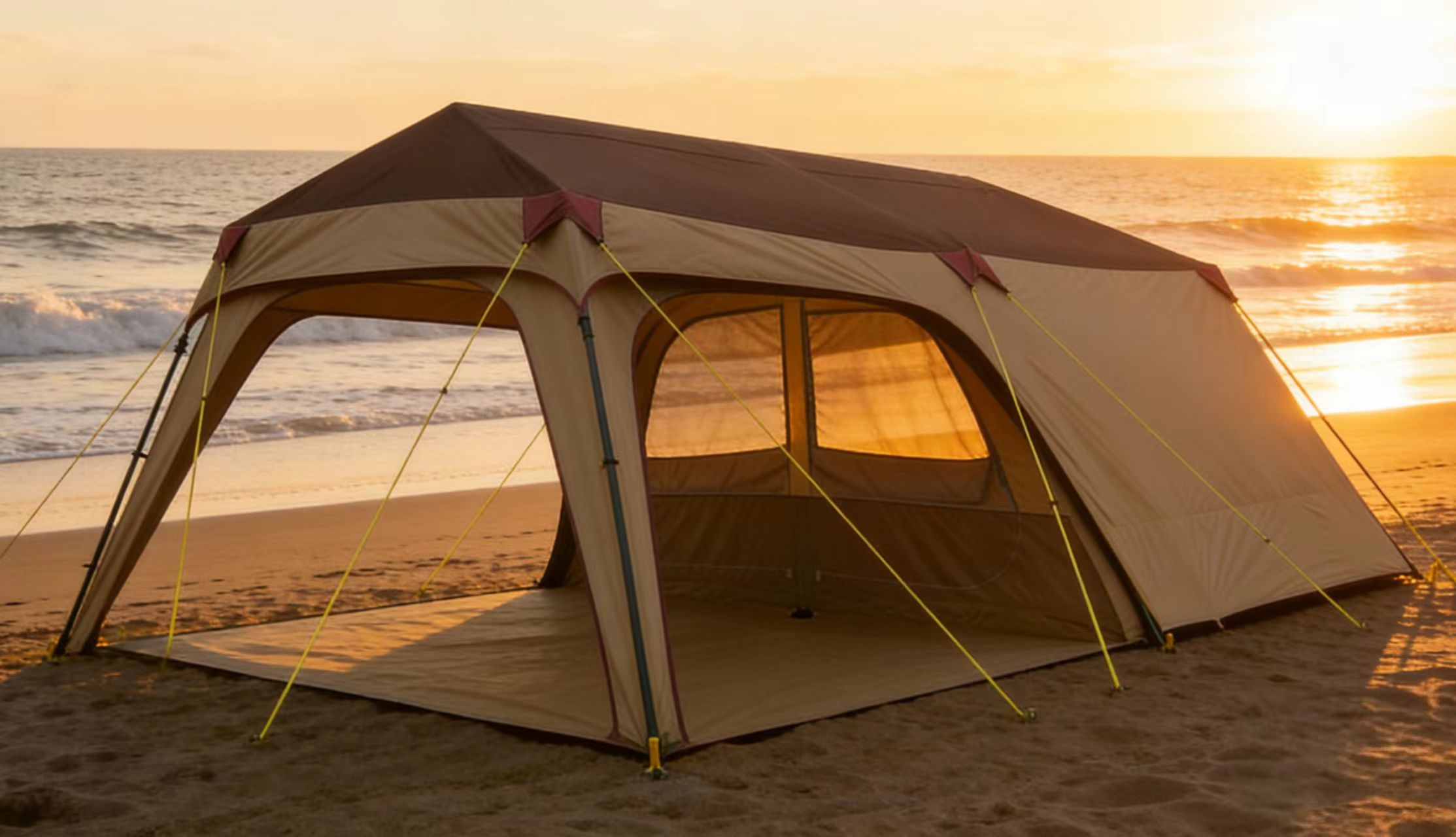 Durable 6-8 Person Family Outdoor Camping Tent Two Bedroom One Living Room Waterproof Windproof 