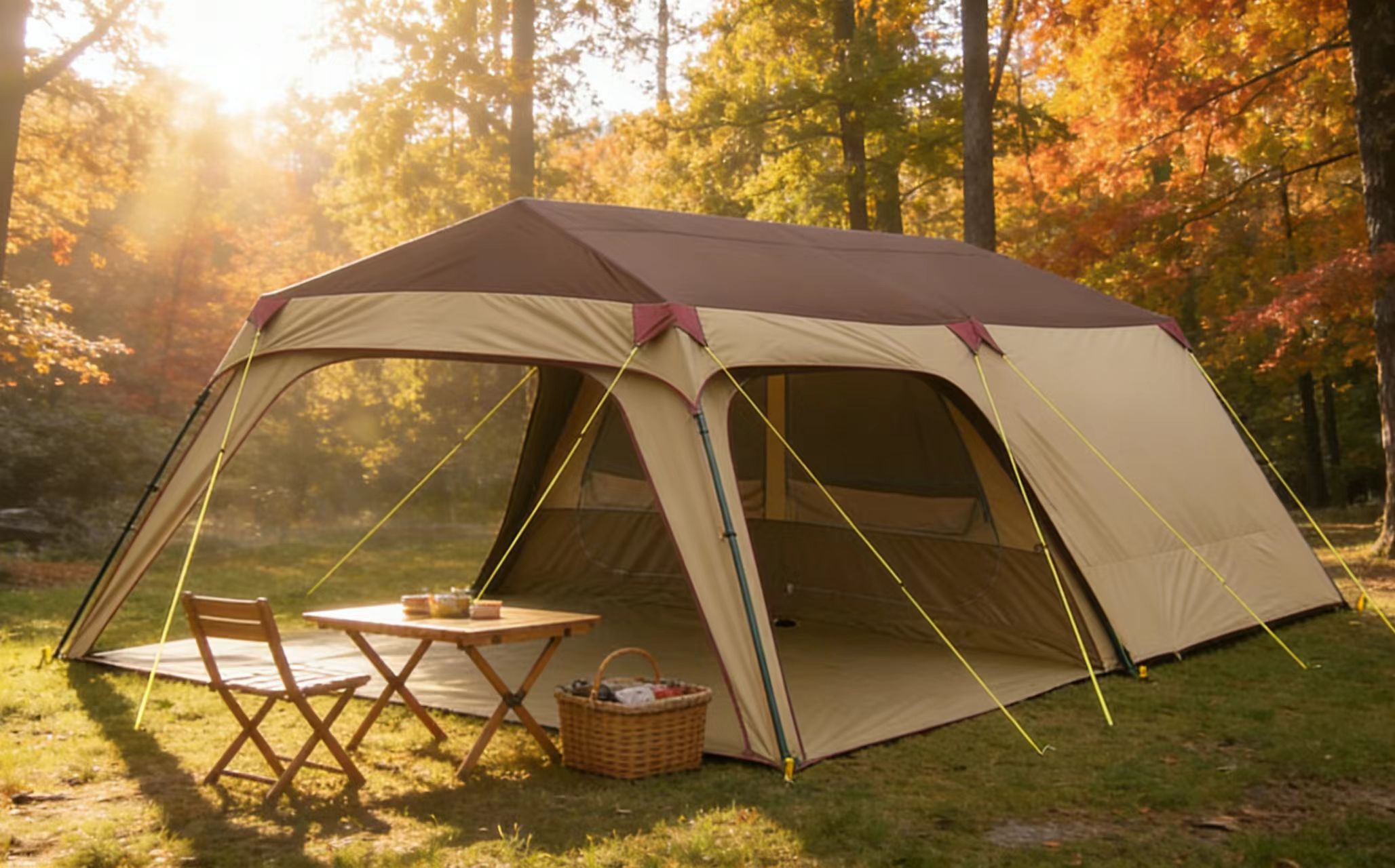 Durable 6-8 Person Family Outdoor Camping Tent Two Bedroom One Living Room Waterproof Windproof 