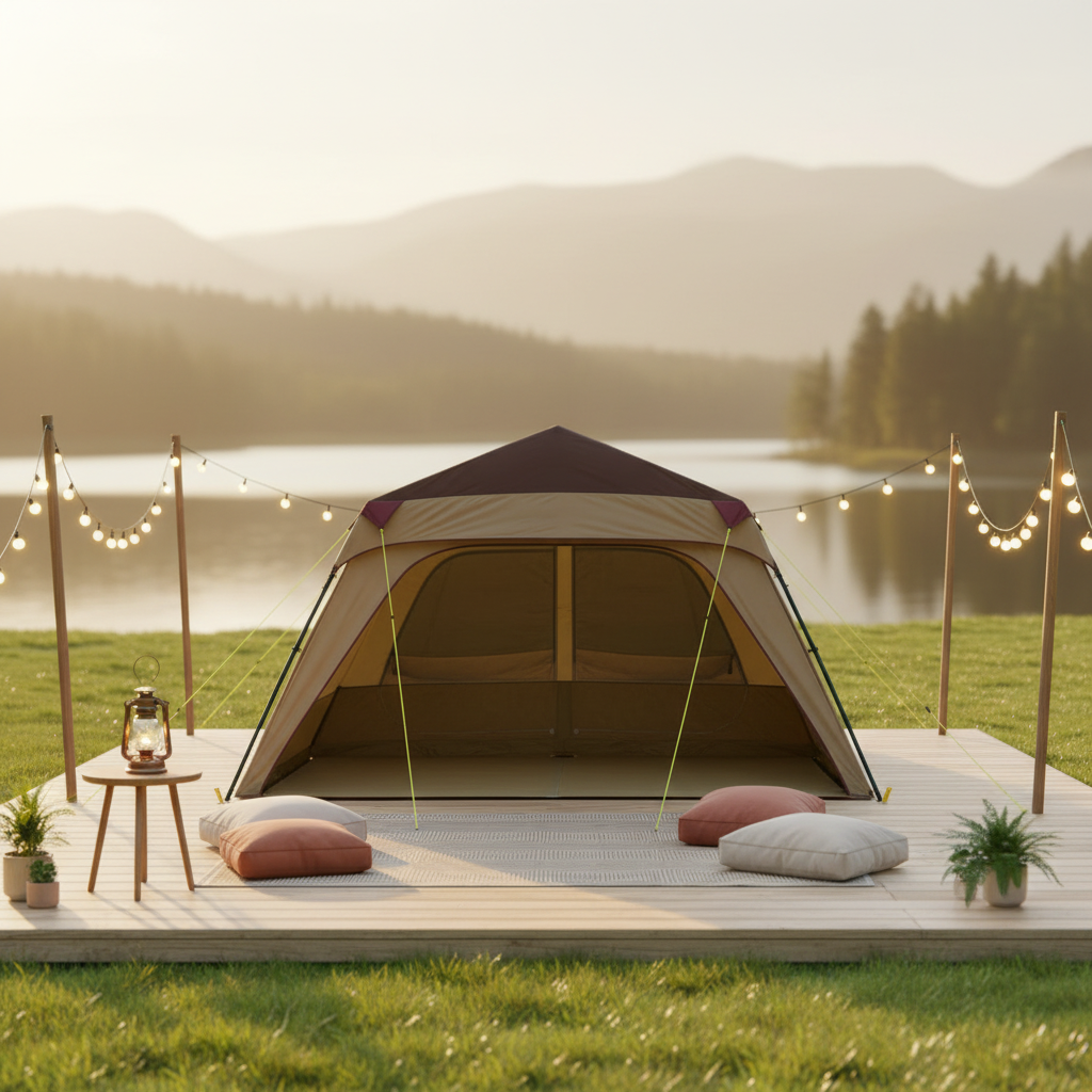 Durable 6-8 Person Family Outdoor Camping Tent Two Bedroom One Living Room Waterproof Windproof 