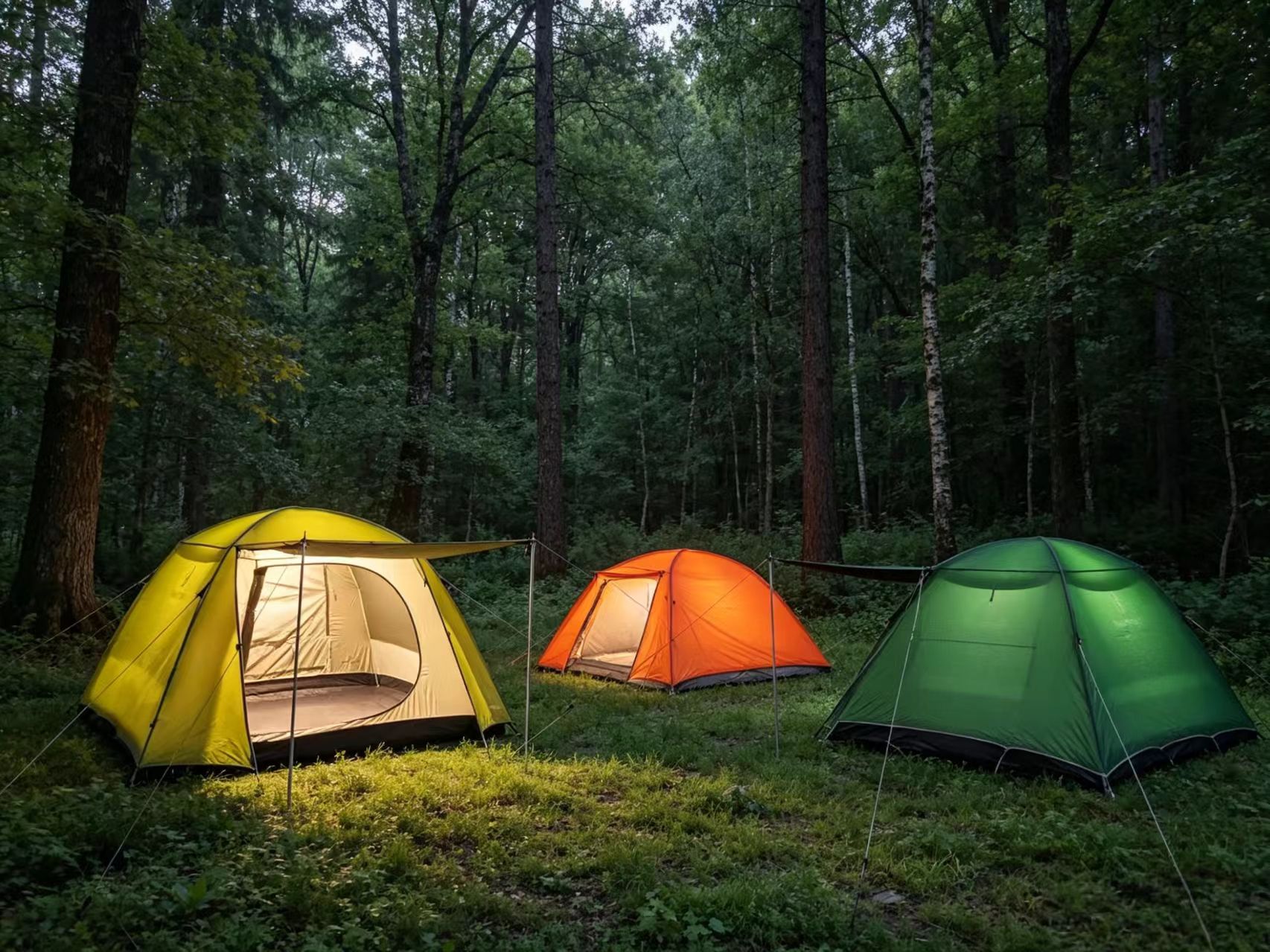 Lightweight Camping Dome Tent Polyester One Bedroom Double Layer 2-3 Person Waterproof Windproof 