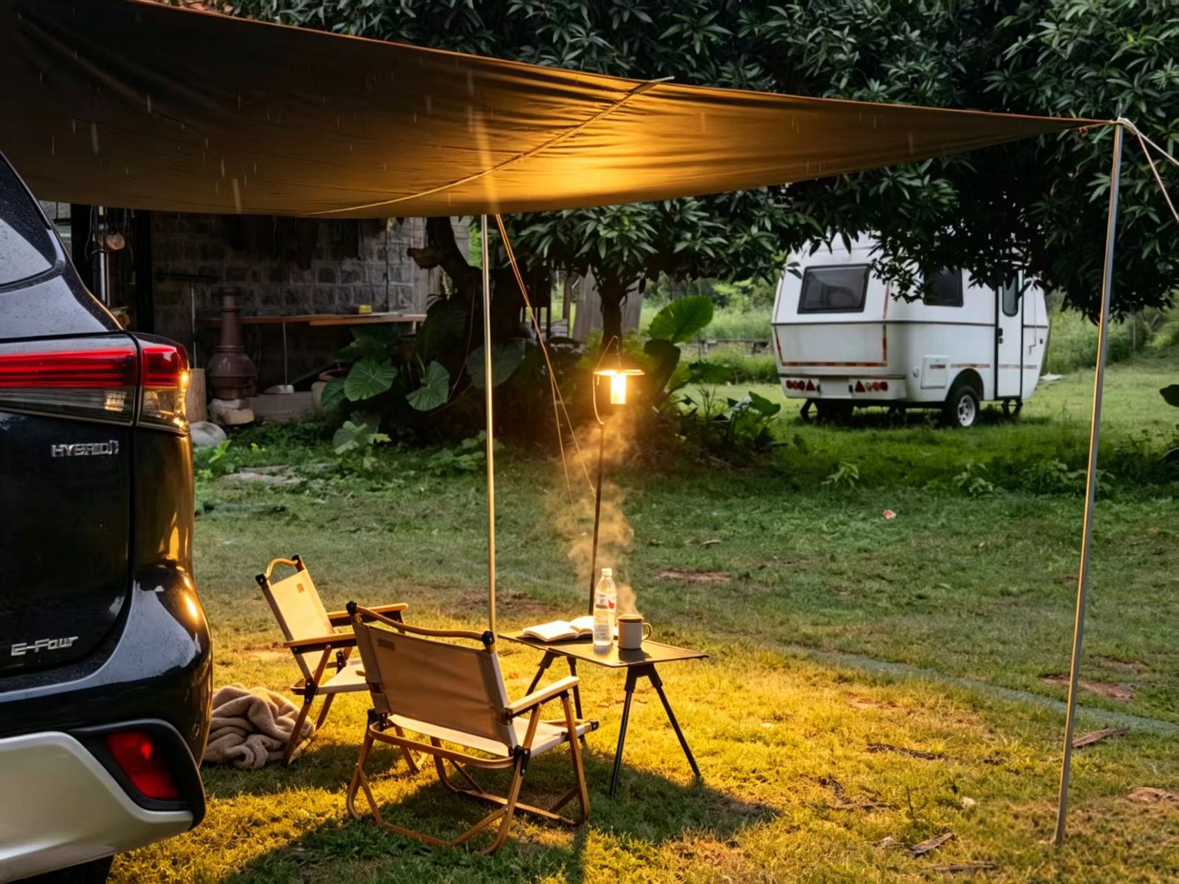 SUV Side Awning Portable Lightweight Easy Pitch Car Shelter Black Coating Sunproof UV Proof
