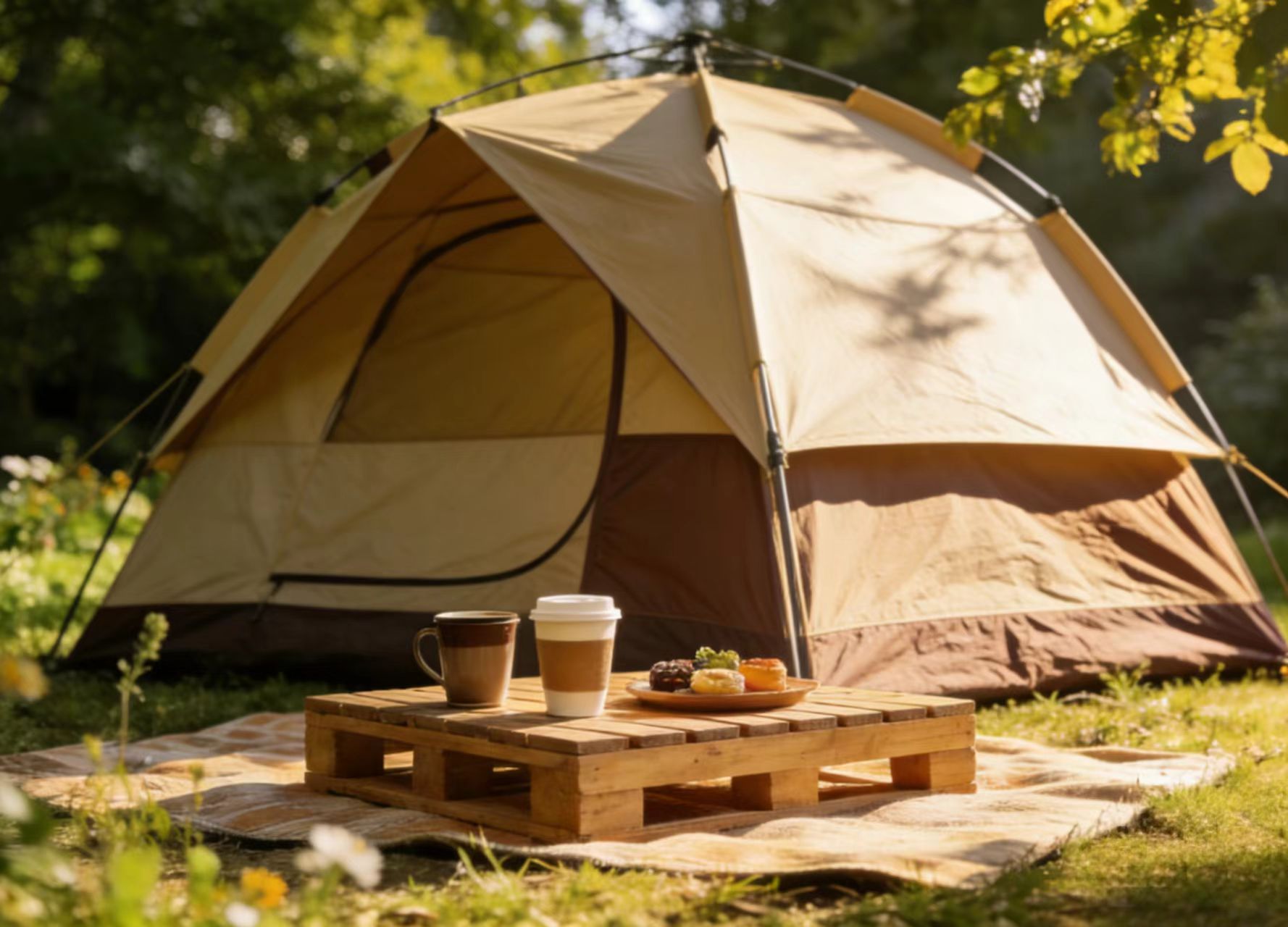Coffee Brown Oxford Aluminum 2-Person One Bedroom Summer Tent | Waterproof & Portable Coffee Brown Oxford Aluminum 2-Person One Bedroom Summer Tent | Waterproof & Portable