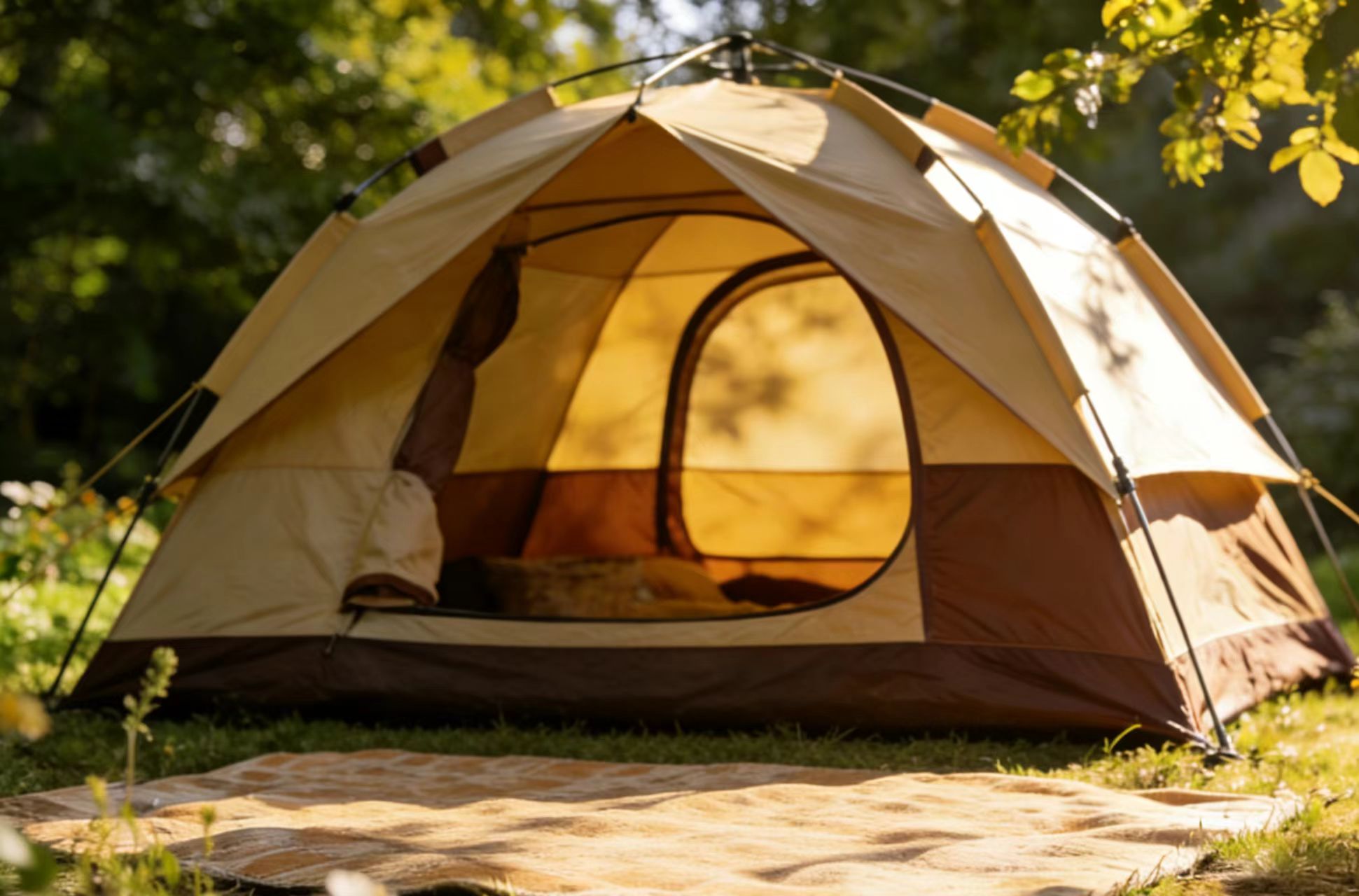 Coffee Brown Oxford Aluminum 2-Person One Bedroom Summer Tent | Waterproof & Portable 